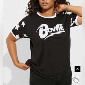 VG 4X Torrid ~ Bowie ~ Cotton Drop Shoulder Tee Size 4 ~  Black + white stars